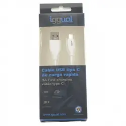 Iggual Cable USB-A/USB-C 1m Blanco Quickcharge 3.0