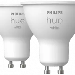 Kit bombillas Bluetooth - Philips Hue GU10, 2 Unidades, Luz Blanca Cálida, 4.3 W, Compatible Alexa/Google Home