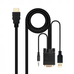 Nanocable Cable Conversor HDMI a VGA+Audio+USB 1.8 m Negro