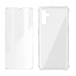 Pack Samsung A13 5g / A04s Funda Flexible + Cristal Templado Transparente
