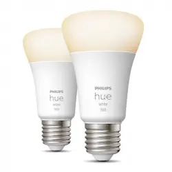 Philips Hue White Pack 2 Bombillas LED Inteligentes A60 E27 9.5W Luz Blanca Cálida