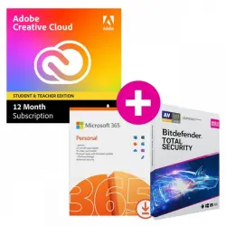 Adobe Creative Cloud All Apps Education + Microsoft 365 Personal + Bitdefender Total Security 1 Año De Licencia 1 Usuari