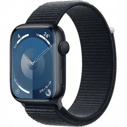 Apple Watch Series 9 (2023), GPS+CELL, 45 mm, Gesto de doble toque, Caja aluminio medianoche, Correa Sport Loop medianoche