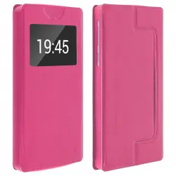 Clappio Funda Cartera con Ventana Rosa para Smartphone 5.9"
