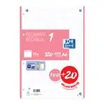 Recambio A4 Oxford 120 hojas cuadrícula 5x5mm rosa chicle