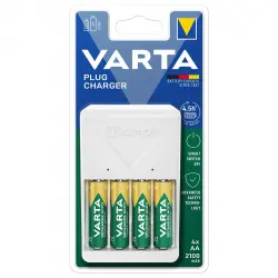 Varta - Cargador De Pilas Recargable Plug Charger AA / AAA (incluye 4 Bat. AA 2100mAh)