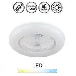 Ventilador De Techo Con Luz Ac Raki Blanco 72w
