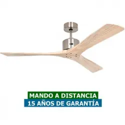Ventilador De Techo Sin Luz Casafan 313266 Macau 132 Bn-nt Madera Natural/ Cromo Cepillado