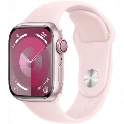 Apple Watch Series 9 (2023), GPS+CELL, 41 mm, Gesto de doble toque, Caja aluminio rosa, Correa deportiva Talla S/M