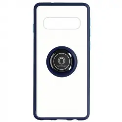 Funda Bimaterial Samsung Galaxy S10 Plus Anillo Metálico Soporte Vídeo Azul