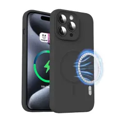 Icoveri Funda magnética negra para iPhone 15 Pro Max