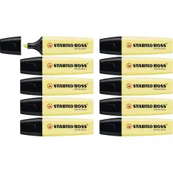 STABILO Boss Original Pastel 10 Marcadores Fluorescentes Amarillo Cremoso