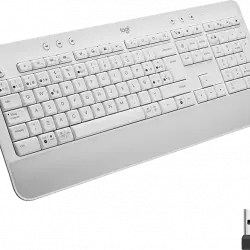 Teclado - Logitech Signature K650, Bluetooth, USB, Reposamanos, Ergonómico, numérico, PC/Mac, Teclas de acceso directo, Blanco