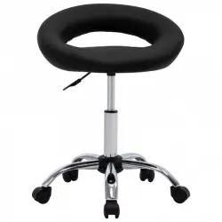 VidaXL Silla de Trabajo con Ruedas Cuero Sintético Negro