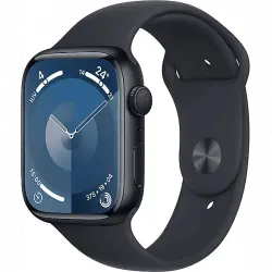 Apple Watch Series 9 (2023), GPS+CELL, 45 mm, Gesto de doble toque, Caja aluminio medianoche, Correa deportiva Talla S/M