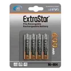 Extrastar Pack de 4 Pilas Recargables AAA HR03 600mAh