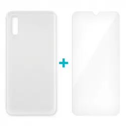 Icoveri Pack Funda Gel TPU Antigolpes Transparente + Cristal Templado 9H para Samsung Galaxy A50