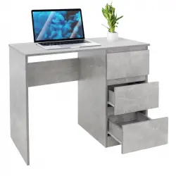 ML-Design Escritorio Con 3 Cajones 90x76x50cm Gris