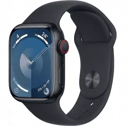 Apple Watch Series 9 (2023), GPS+CELL, 41 mm, Gesto de doble toque, Caja aluminio medianoche, Correa deportiva Talla S/M