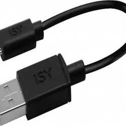 Cable - ISY IUC-1002, MicroUSB a USB, 15 cm, Universal, Negro