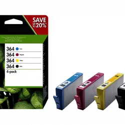 Cartucho de tinta - HP 364 Combo 4 Pack, Negro/Cian/Magenta/Amarillo, N9J73AE