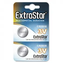 Extrastar Pack de 2 Pilas de Botón CR2016 3V