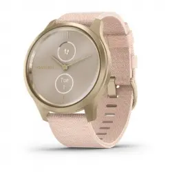 Garmin Vívomove Style Reloj Smartwatch Híbrido Aluminio Dorado con Correa de Nailon Tejido Rosa