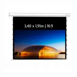 Kimex Pantalla de Proyección Eléctrica Tensionada 3.40x1.91m Formato 16:9 Wi-Fi Blanca