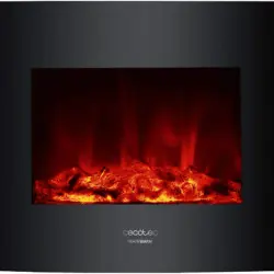 Estufa eléctrica - Cecotec Ready Warm 2600 Curved Flames, Chimenea, Decorativa, Tamaño 26", 2000 W, Negro