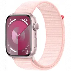 Apple Watch Series 9 (2023), GPS+CELL, 45 mm, Gesto de doble toque, Caja aluminio rosa, Correa Sport Loop rosa