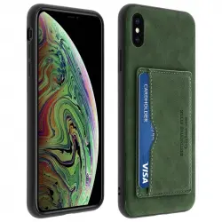 Avizar Funda Trasera de Silicona/Piel Sintética Verde Efecto Vintage para Apple iPhone XS Max