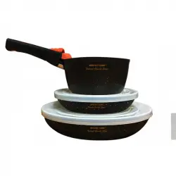 ECO-DE Granite Stone Set de 2 Sartenes + Cazo con Mango Extraible