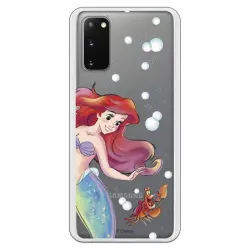 Funda para Samsung Galaxy S20 Oficial de Disney Ariel y Sebastián Burbujas La Sirenita