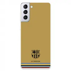 Funda para Samsung Galaxy S21 Plus Licencia Oficial FC Barcelona Escudo Fondo Mostaza