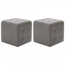 vidaXL Puf 2 unidades cuero sintético gris 30x30x30 cm