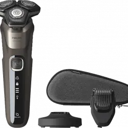 Afeitadora eléctrica - Philips Serie 5000 S5589/38, En seco y mojado, Perfilador barba, Cuero marrón