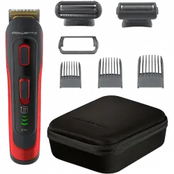 Afeitadora multifunción - Rowenta TN9400, Recortadora 8 en 1, cara, cabello y cuerpo, 100-240 V, Auton.120 min, 32 Ajustes, Wet&Dry, Rojo