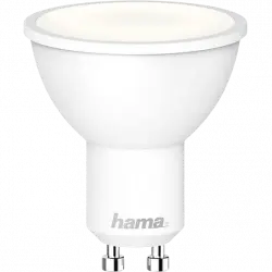 Bombilla inteligente - Hama GU10, WiFi, Luz regulable, 4.5 W, Compatible con Alexa y Google Assistant, Blanco