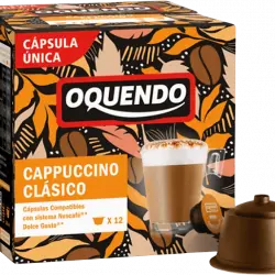 Cápsulas monodosis - Oquendo Cappuccino Clásico, 12 Cápsulas, Con sabor a chocolate