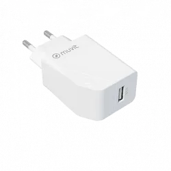 Cargador - Muvit MCACC0002, 12W, USB, Carga rápida, 2.4A, Blanco