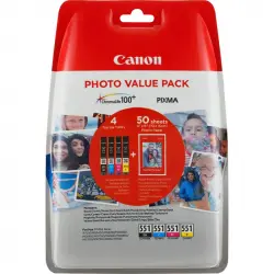 Cartuchos de Tinta Original Canon CLI-551 Multipack Negro/Cian/Amarillo/Magenta