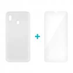Icoveri Pack Funda Gel TPU Antigolpes Transparente + Cristal Templado 9H para Samsung Galaxy A20e