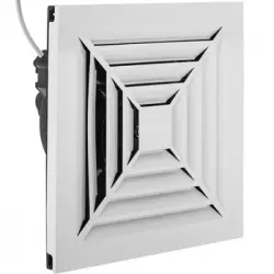 Primematik - Ventilador De Escape, Extractor De Aire 240x240 Mm, Con Rejilla Y Válvula Antirretorno Con Salida A 90 Grados Extraplano Kh33100