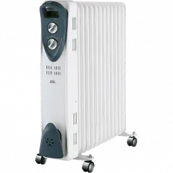 Radiador - OK ORO 1322524 ES, 2500 W, 3 niveles de calor, 13 elementos, Termostato regulable, Display LED, Blanco