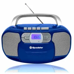 Radio Cd Portátil Cassette, Digital Pll Fm, Reproductor Cd-mp3, Usb, Aux-in, Toma Auriculares Azul Roadstar Rcr-4635umpbl