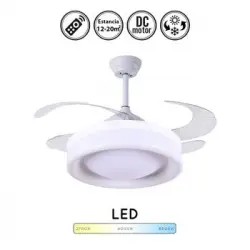 Ventilador De Techo Titan 72w Led, Motor Dc Silencioso, Palas Retractiles, Mando Incluido, Temporizador, Color Blanco