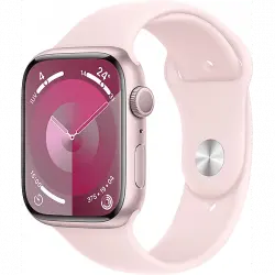 Apple Watch Series 9 (2023), GPS, 45 mm, Gesto de doble toque, Caja aluminio rosa, Correa deportiva Talla M/L