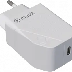 Cargador - muvit MCACC0014, USB-C, 30W, Carga rápida, Blanco