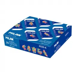 Milan Caja de 20 Gomas de Borrar 4020A Miga de Pan con Funda de Cartón Animal Geo