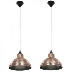 VidaXL Pack 2 Lámparas Colgantes Semiesféricas E27 26cm Cobre